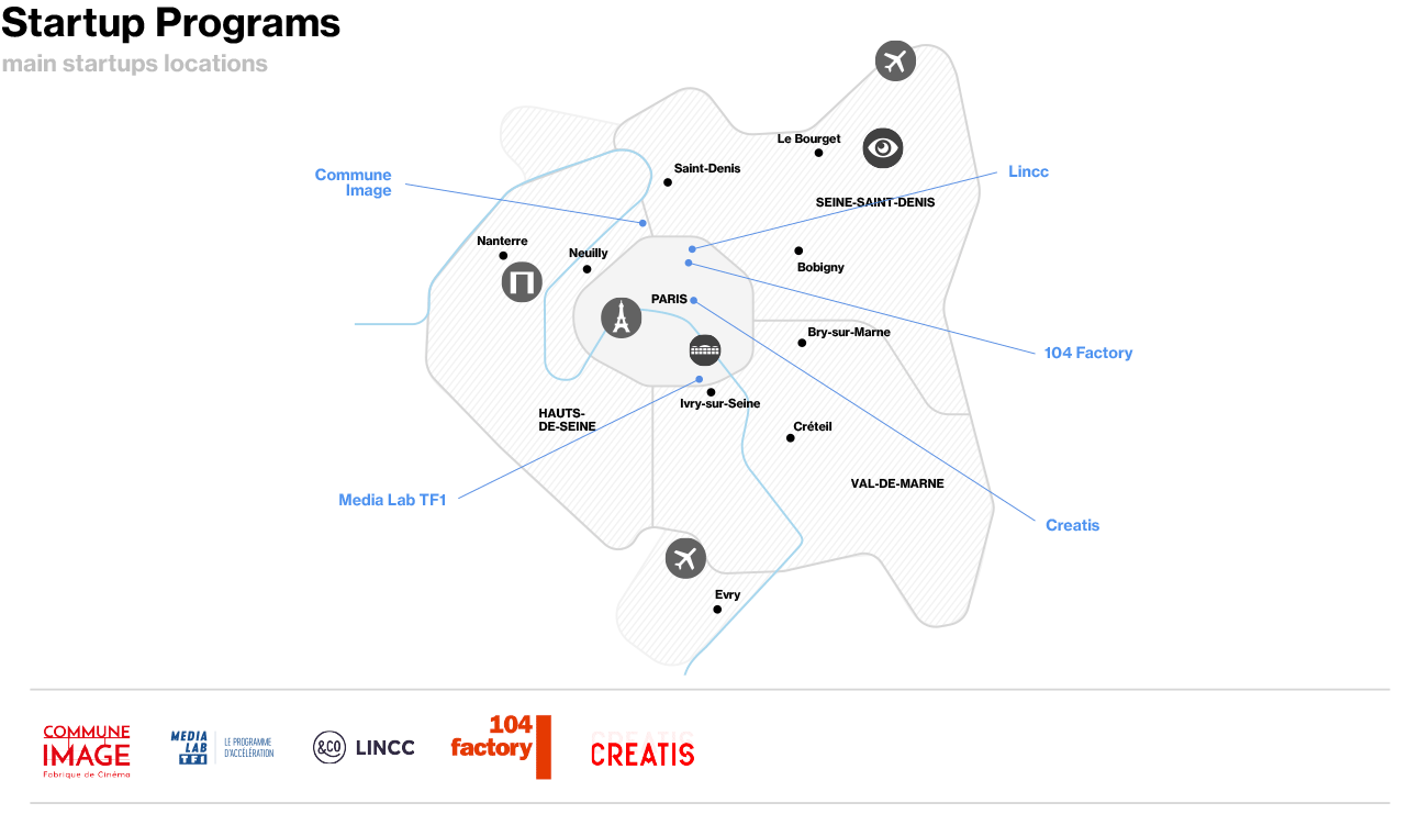 Film, TV, New Media - Map of Startup Programs Specialized in Tv, Cinema, Media in Paris Region_1